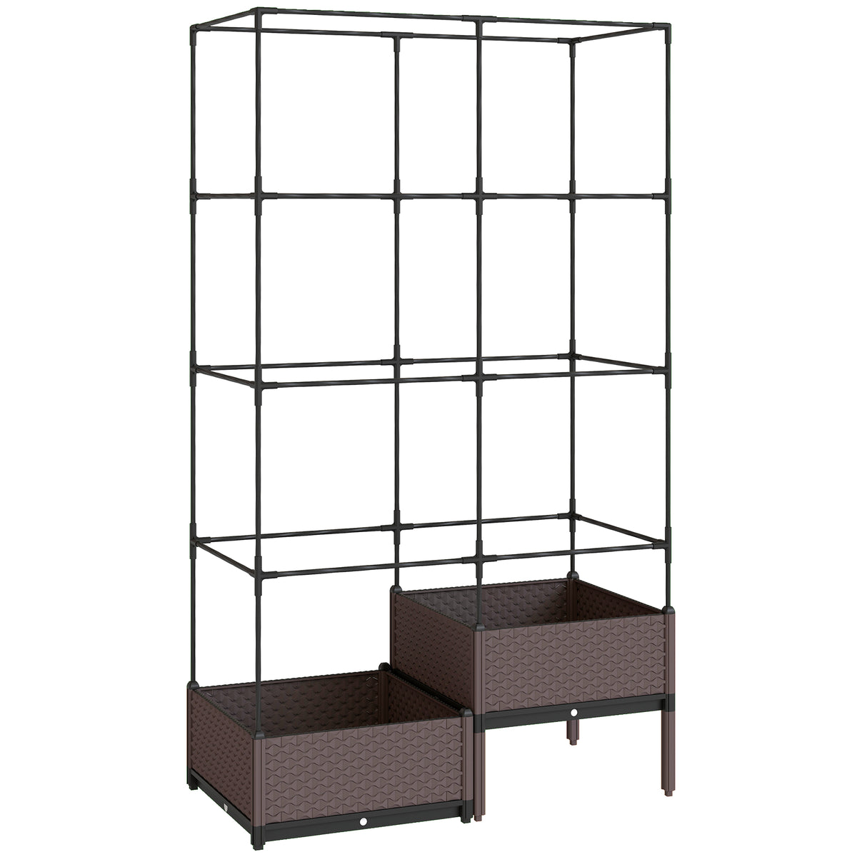 Jardinera Con Enrejado Outsunny Acero, Pp Negro 100x50x174 Cm_0
