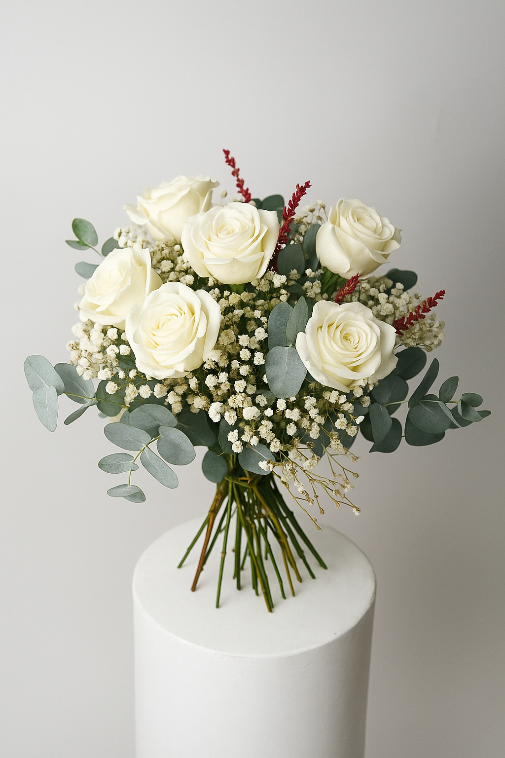 Ramo 5 Rosas Blancas Eternas - Flores Secas Y Preservadas_0