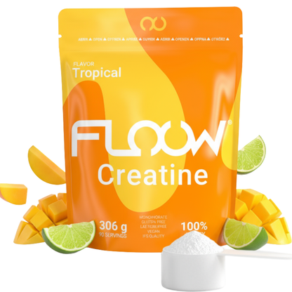 Creatina Monohidrato En Polvo 306g (90 Dosis) - Creatina Pura Sabor Tropical - Suplemento Deportivo Para Masa Muscular_0