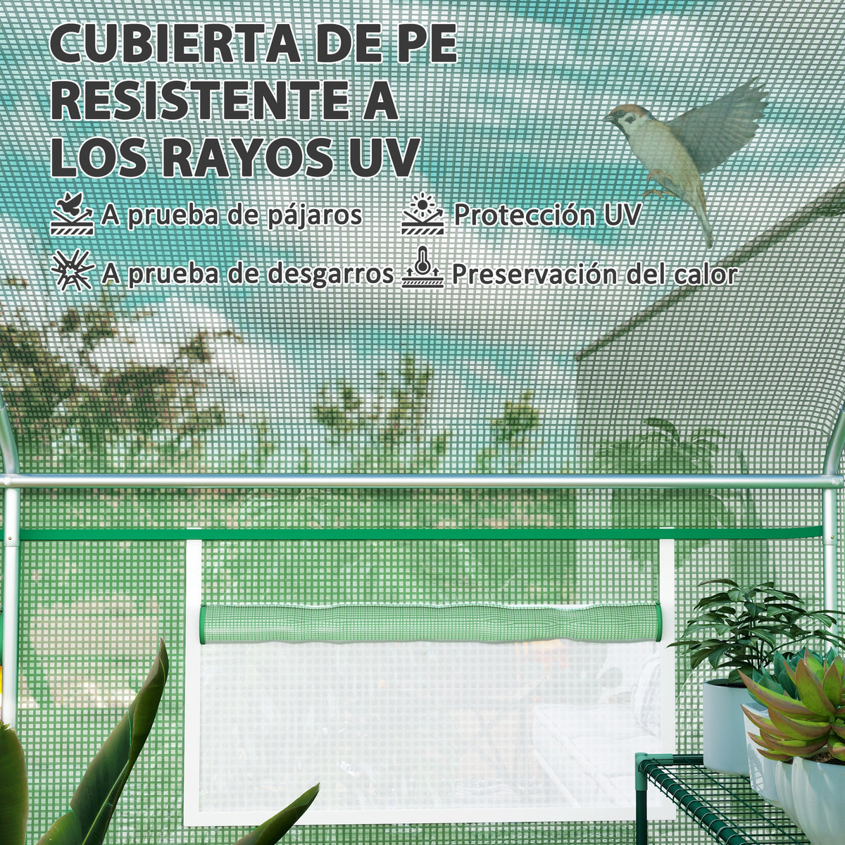Invernadero De Túnel Outsunny Pe, Acero Galvanizado Verde 397x300x200 Cm 84h-219v01gn_5