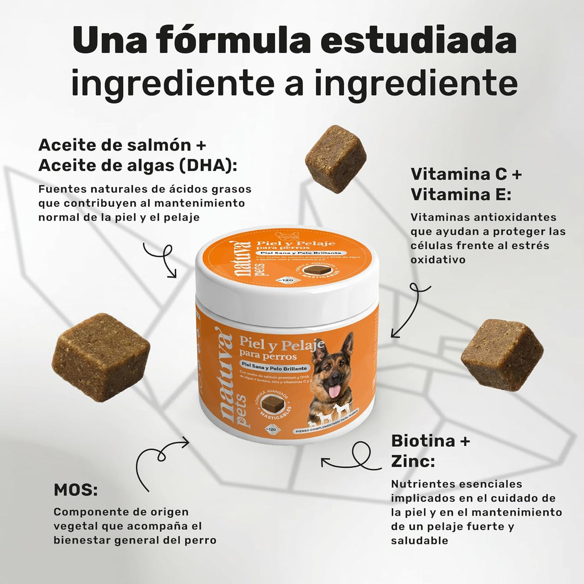 Aceite De Salmón Para Perros. Piel Y Pelo. Suplemento Para Mascotas. 120 Masticables. Natuva Pets_2