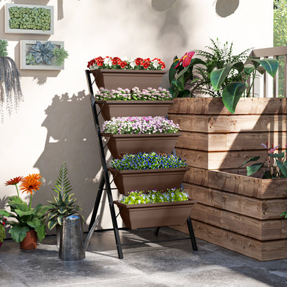 Soporte Para Plantas Outsunny Acero, Pp Negro 55x63x120 Cm_1