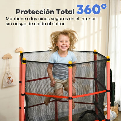 Cama Elástica Infantil Homcom Acero, Pp Rojo Y Negro 163x163x190 Cm_5