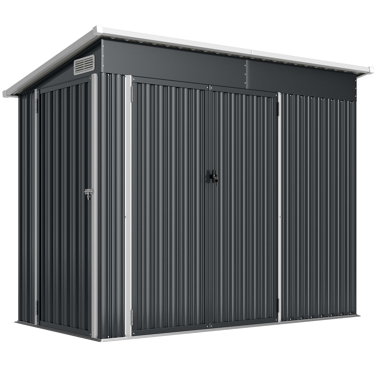Caseta De Jardín Outsunny Acero Galvanizado Gris Oscuro 234x132x185 Cm_0