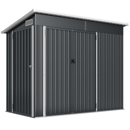 Caseta De Jardín Outsunny Acero Galvanizado Gris Oscuro 234x132x185 Cm_0