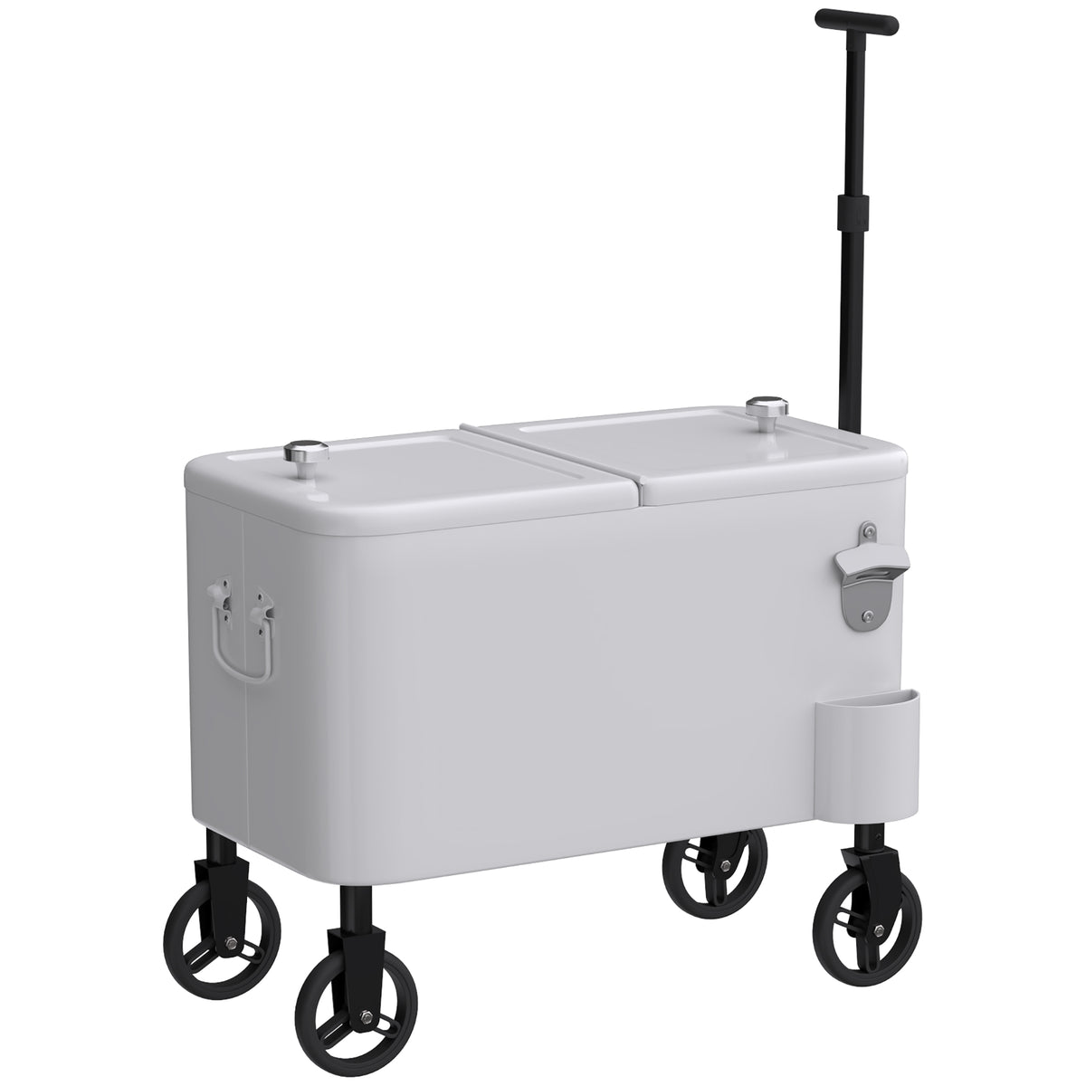 Carrito Nevera Outsunny Acero, Pu Blanco 75x35x120 Cm_4