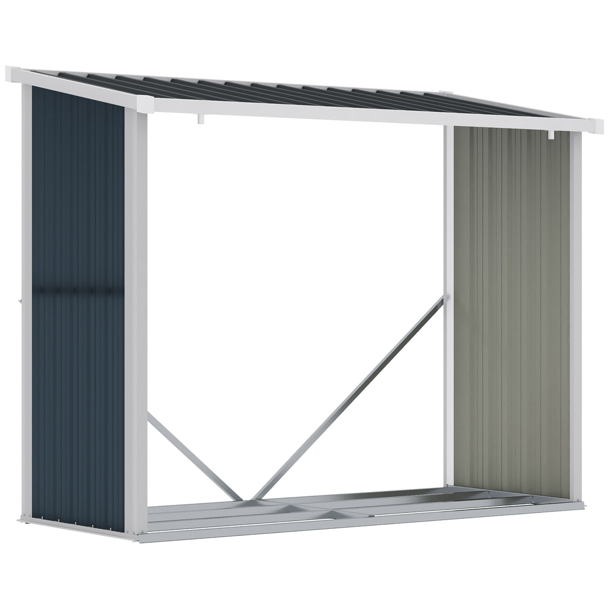 Casetilla Para Leña De Jardín Acero Outsunny 185x84x148,5 Cm Gris_0