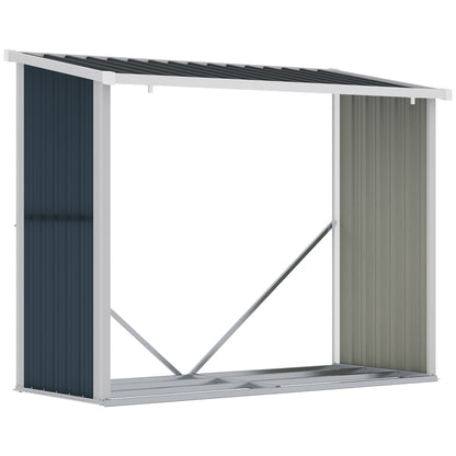 Casetilla Para Leña De Jardín Acero Outsunny 185x84x148,5 Cm Gris_0