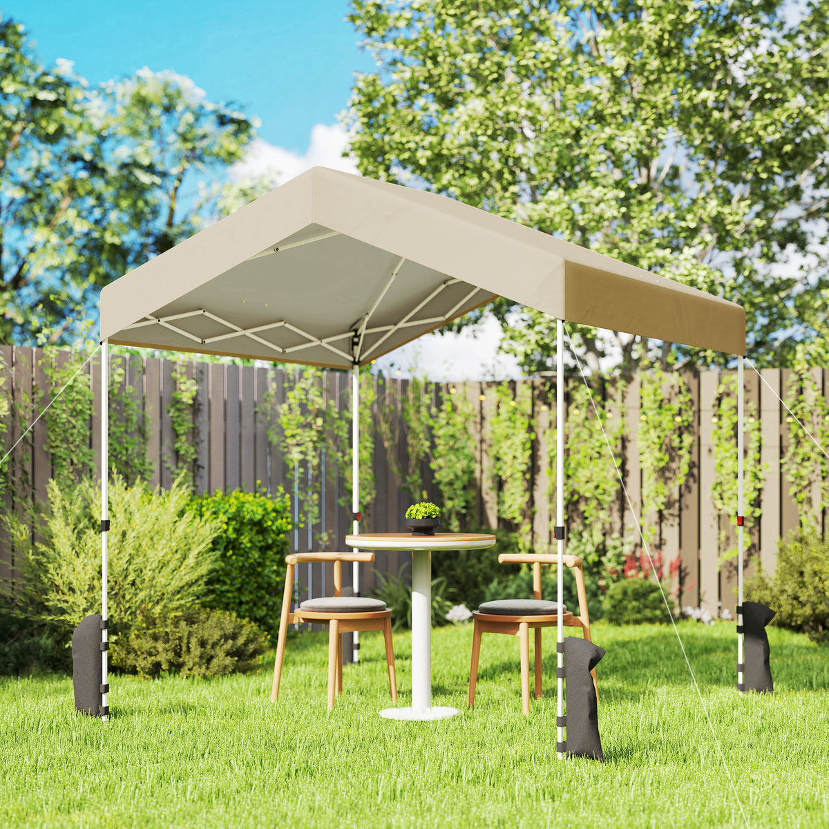 Carpa Plegable Outsunny Tela Oxford, Metal Beige 241x239x257 Cm_1