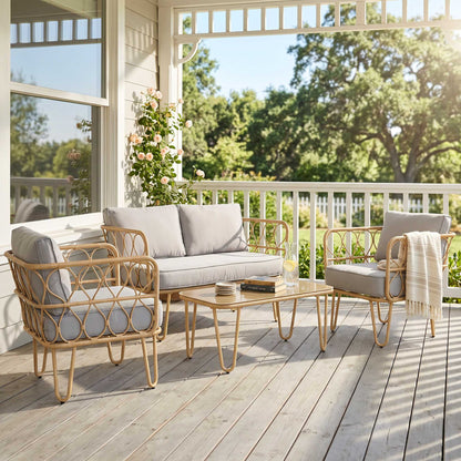Muebles De Jardín Outsunny Acero, Pe Madera Natural 129x71.5x69 Cm_3