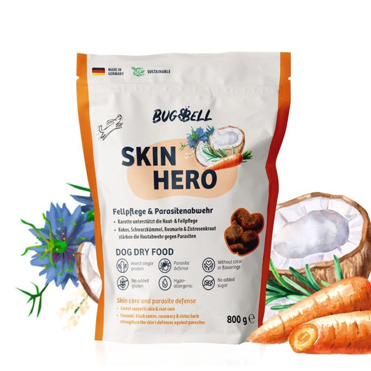 BugBell SkinHero Pienso – hipoalergénico, sin cereales, con proteína de insecto, comino negro, romero y cistus_0