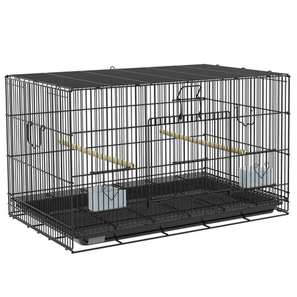 Jaula Para Pájaros Con Bandeja Extraíblpawhut Acero 77x46x45 Cm Negro_0