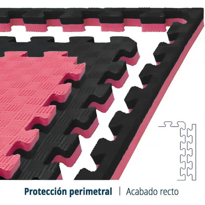 Tatami Puzzle Eva Para Suelo Infantil 1x1m X25mm Rojo - Negro Pack Ahorro 30 Unidades_3