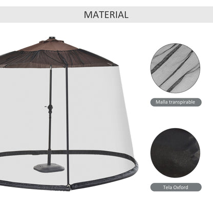 Mosquitera De Sombrilla Con Tubo Rellenable Outsunny Negro Ø300x230 Cm_5