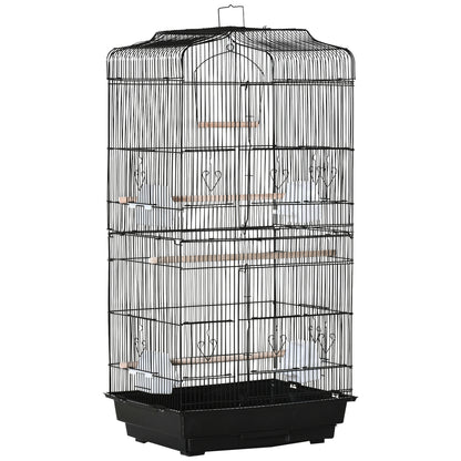 Jaula Para Pájaros Pawhut Metal, Madera, Ps Negro 46,5x35,5x92 Cm_0