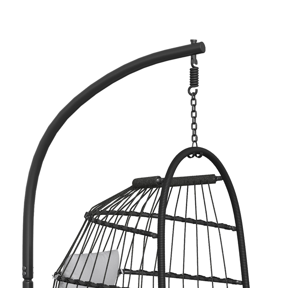Silla Colgante Ratán Outsunny Metal, Ratán Pe Gris Claro 101x105x196 Cm_3