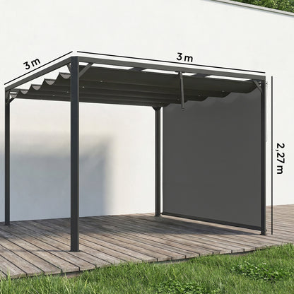 Pérgola Outsunny Aluminio, Tela De Poliéster Gris Oscuro 300x300x227 Cm_2