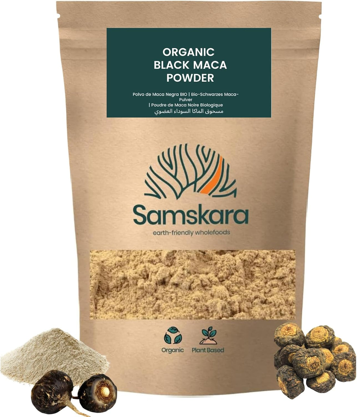 Maca Negra En Polvo Bio - 1kg (2 X 500g Envases Retail) | Superalimento Ecológico Vegano Para Batidos, Smoothies_0