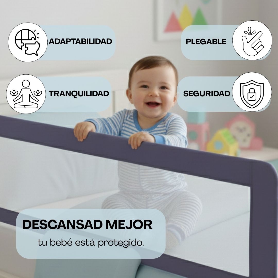 Barandilla De Cama Infantil 180 Cm – Altura Ajustable, Sistema Abatible, Malla Transpirable, Seguridad Anticaídas Bathby_2