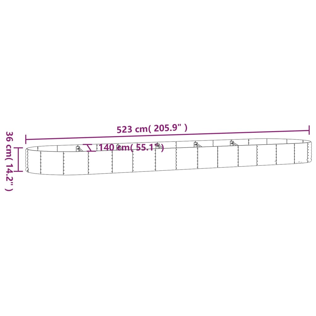 Jardinera Arriate Acero Galvanizado Plata 523x140x36 Cm_5