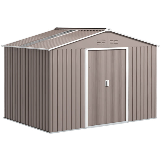 Caseta De Jardín Outsunny Acero Galvanizado Gris Claro 277x195x192 Cm 845-031v03lg_0