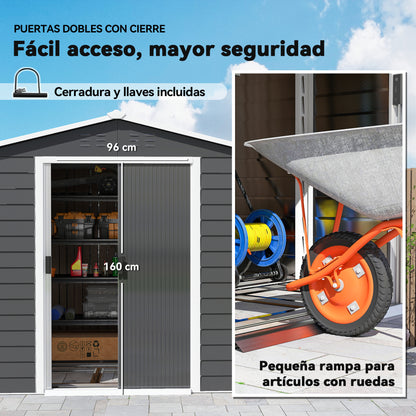 Cobertizo De Jardín Outsunny Acero Galvanizado Gris Oscuro 240x206x198 Cm_5