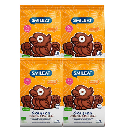 Pack 4 x Galleta espelta, avena y cacao ECO 220 g Smileat