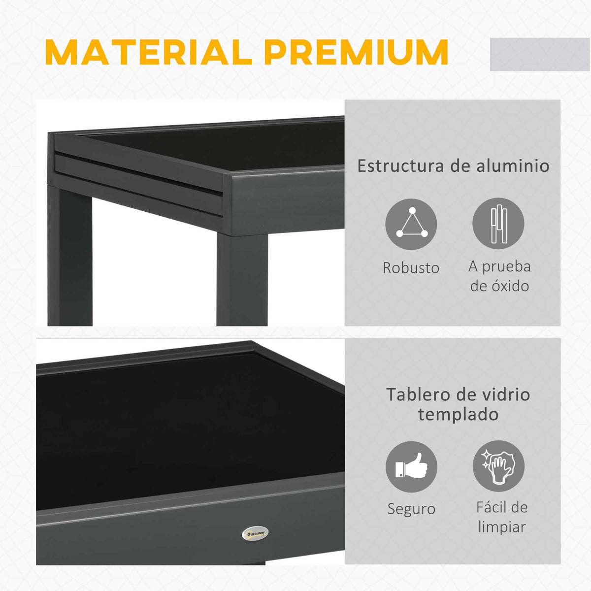 Mesa De Jardín Extensible De Aluminio Outsunny 160x80x75 Cm_5