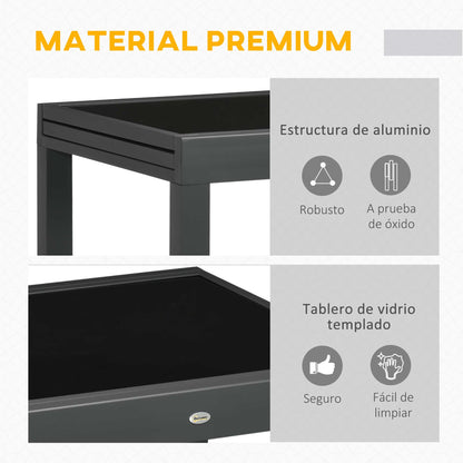 Mesa De Jardín Extensible De Aluminio Outsunny 160x80x75 Cm_5