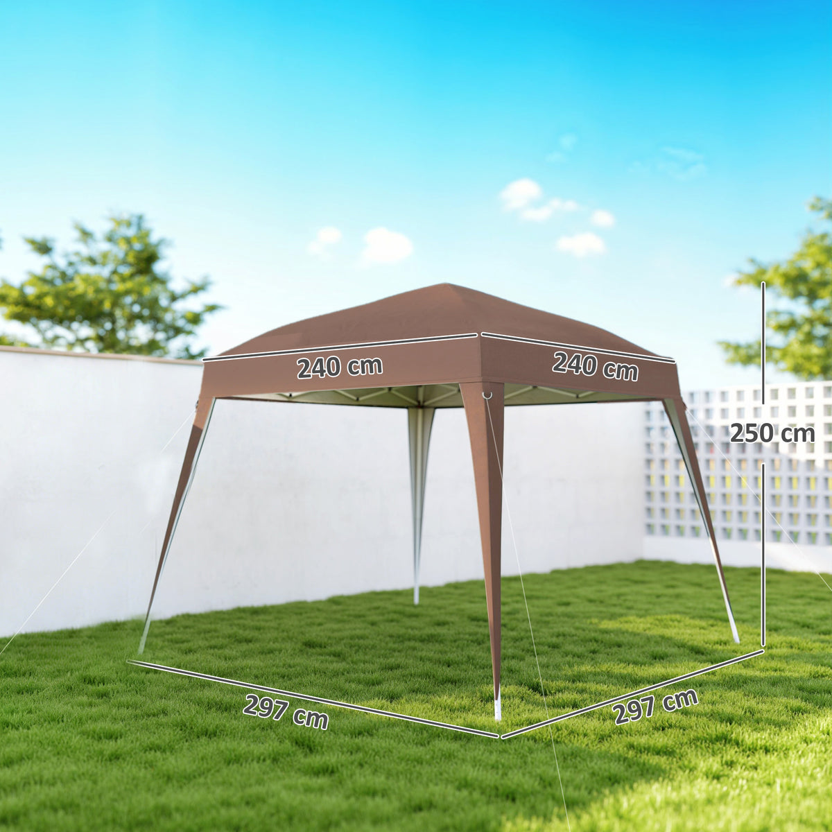 Carpa Plegable Outsunny Tela Oxford, Acero Café 240x240x250 Cm_2