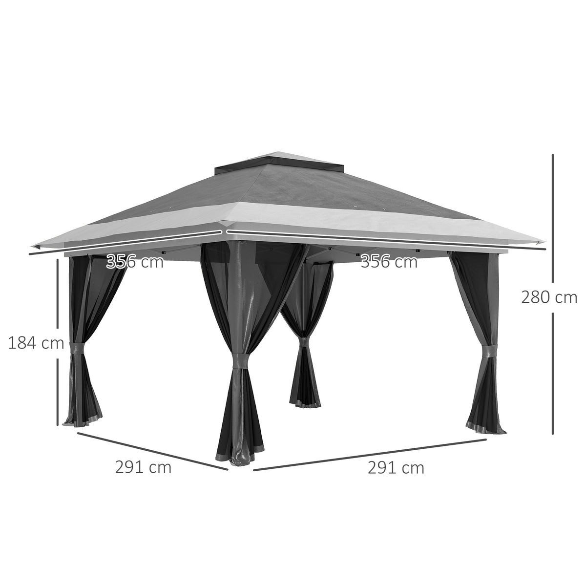 Carpa Plegable Outsunny Metal, Tela Oxford Gris Oscuro 356x356x280 Cm_2