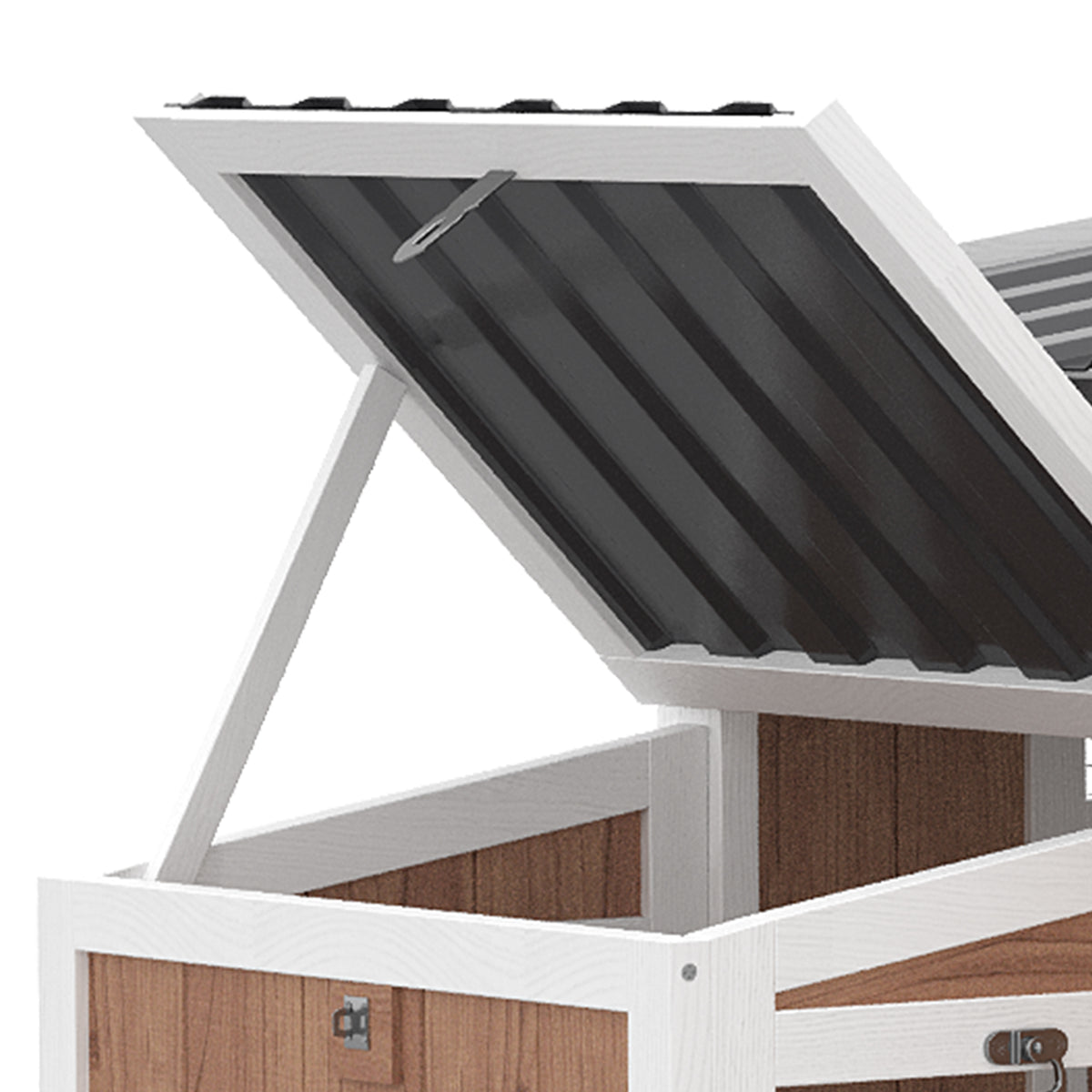 Gallinero Pawhut Madera De Pino, Pet Marrón 145x90x92 Cm_3