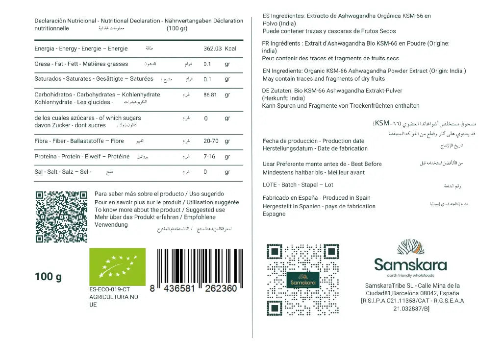 Ashwagandha Ksm-66 En Polvo Bio - Pack 2 X 100g (2 Envases Retail) | Superalimento Ecológico Vegano Para Batidos_2
