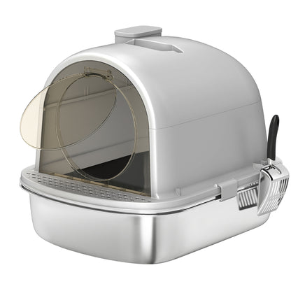 Pawhut Arenero Para Gatos De Acero Inoxidable Con Cubierto Bolsa Desodorizante_1