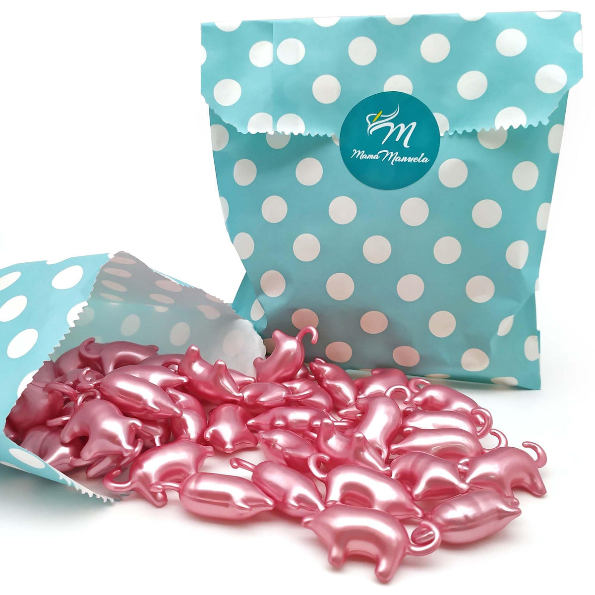 80 Perlas De Baño En Forma De Cerdito - Con Aceite De Soja - Hidrata, Suaviza Y Perfuma La Piel - Aroma Rosas_4