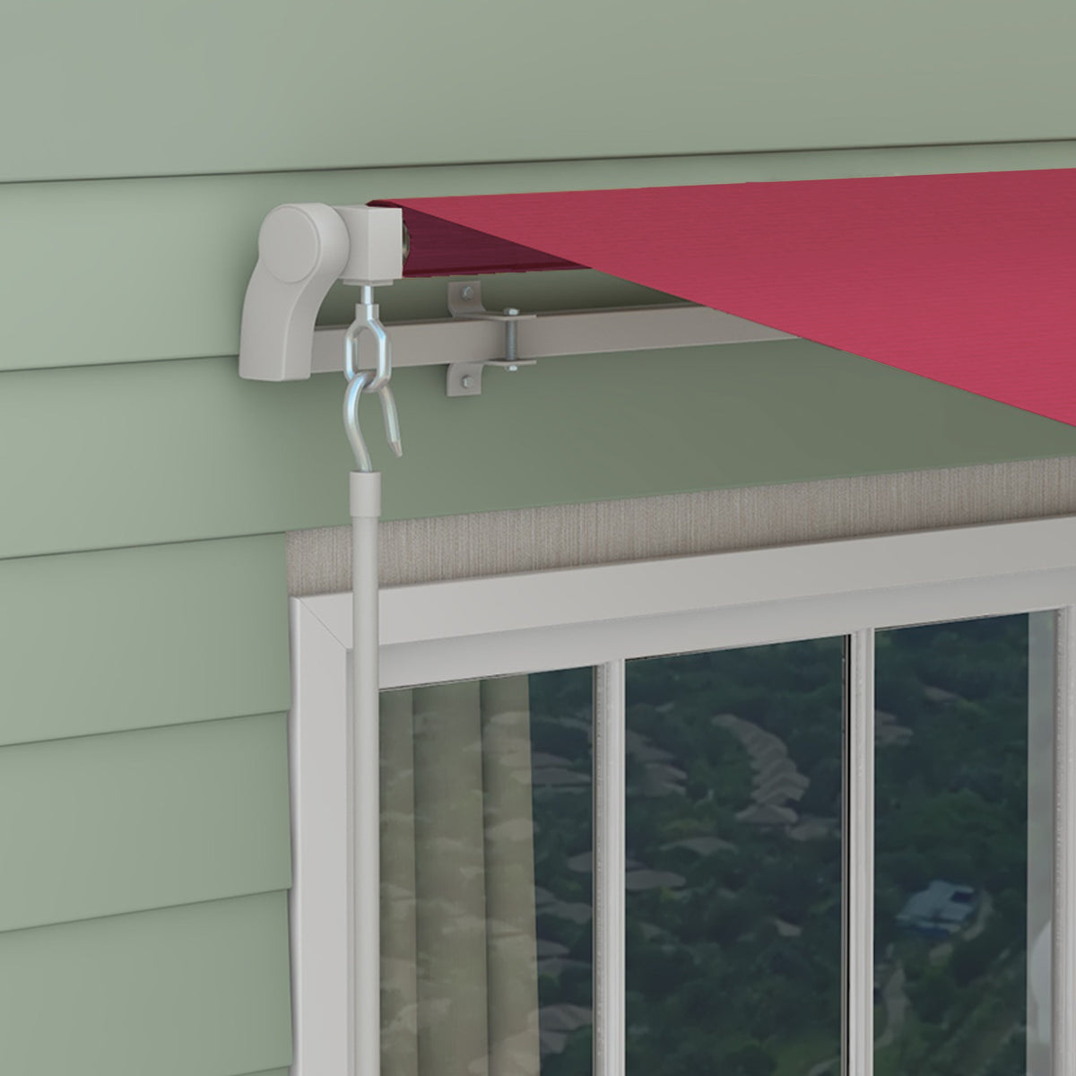 Toldo Manual Plegable Outsunny Rojo 395x245 Cm Aluminio Metal_4