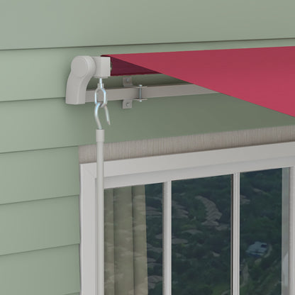Toldo Manual Plegable Outsunny Rojo 395x245 Cm Aluminio Metal_4