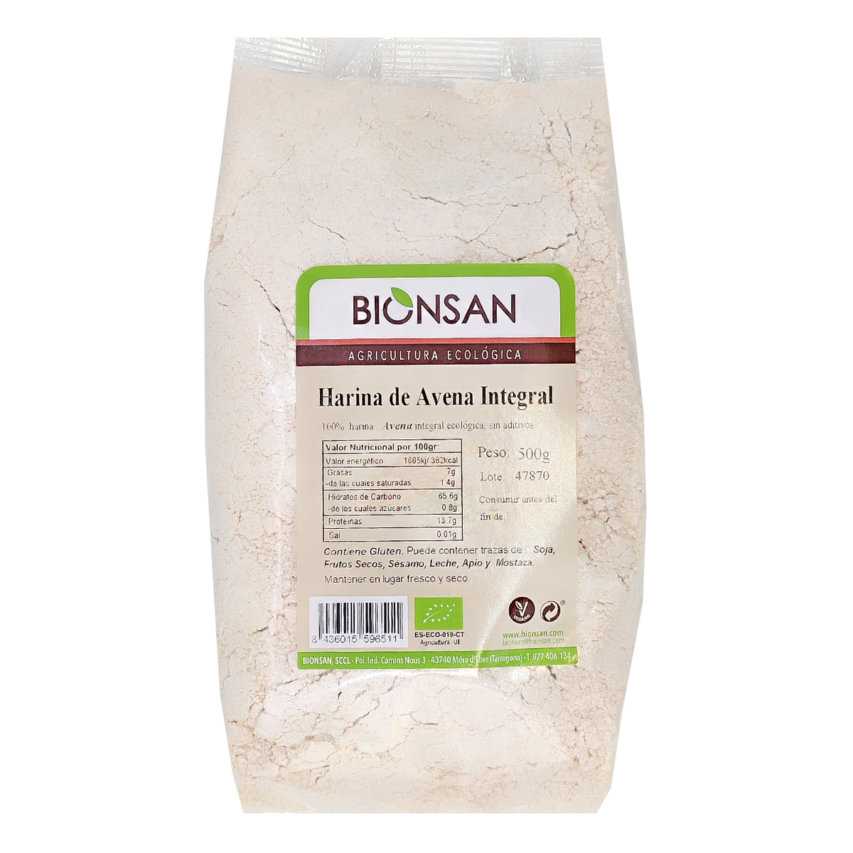 Harina De Avena Integral Eco Bionsan 500gr_0