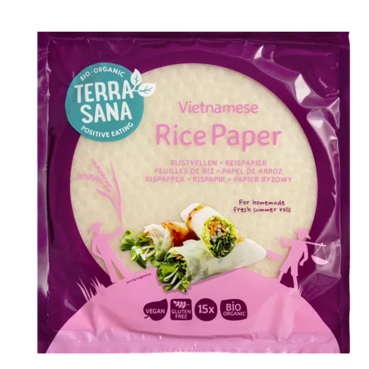 Papel de arroz vietnamita Terrasana 15 hojas 150 g