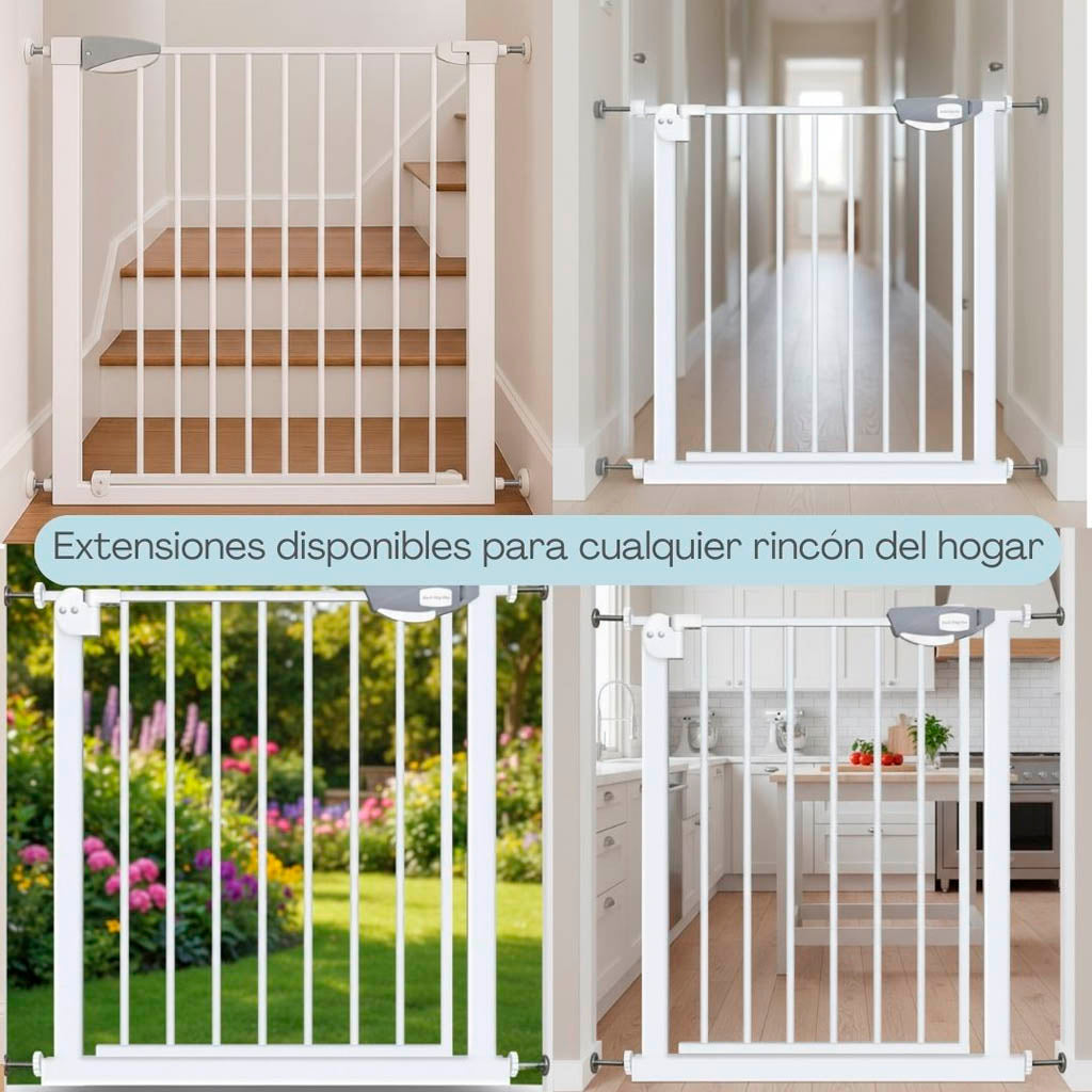 Valla De Seguridad Infantil Y Para Mascotas, Ancho Ajustable De 75 A 84 Cm, Blanco Jowy_2