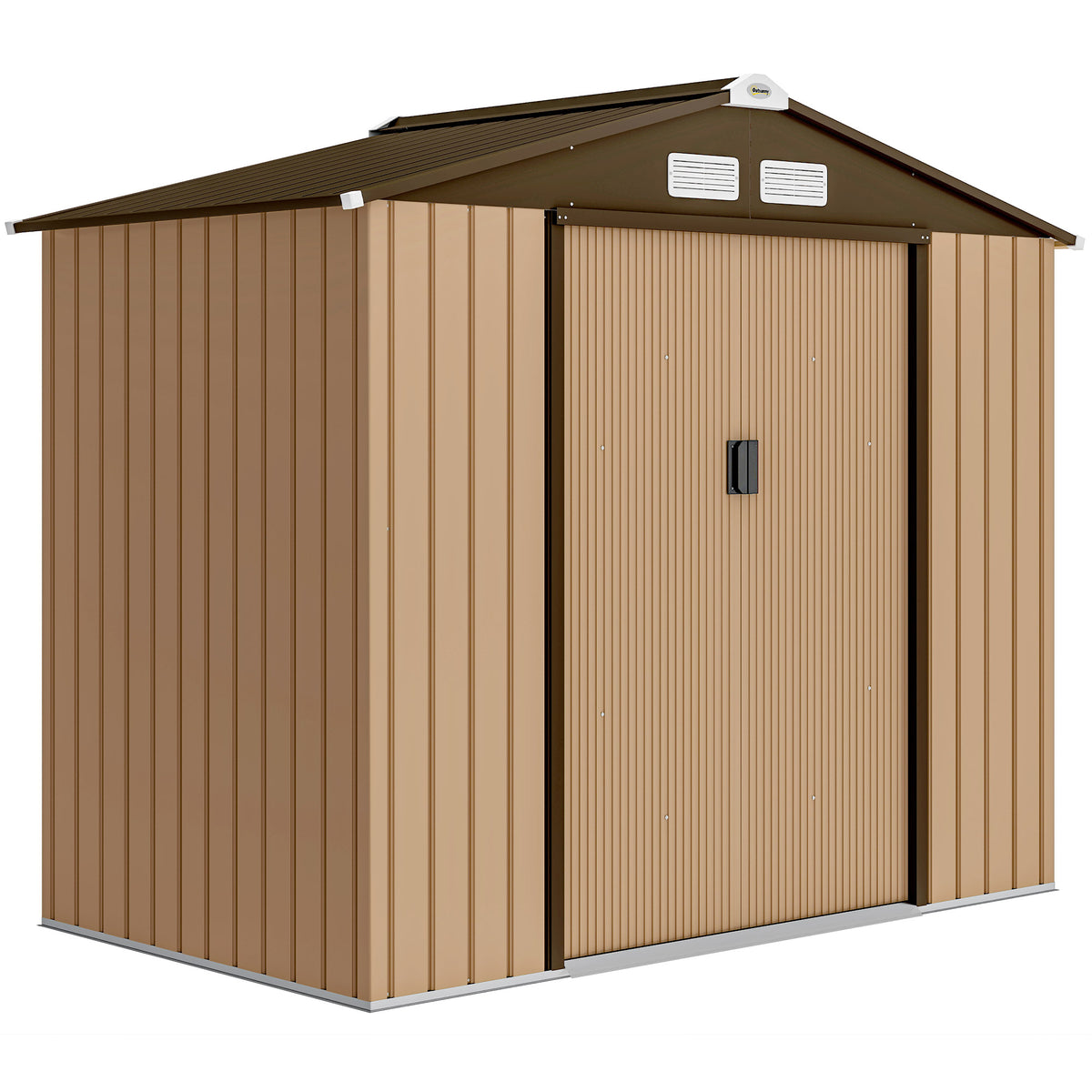 Caseta De Jardín Outsunny Acero Galvanizado Amarillo 213x130x185 Cm_0
