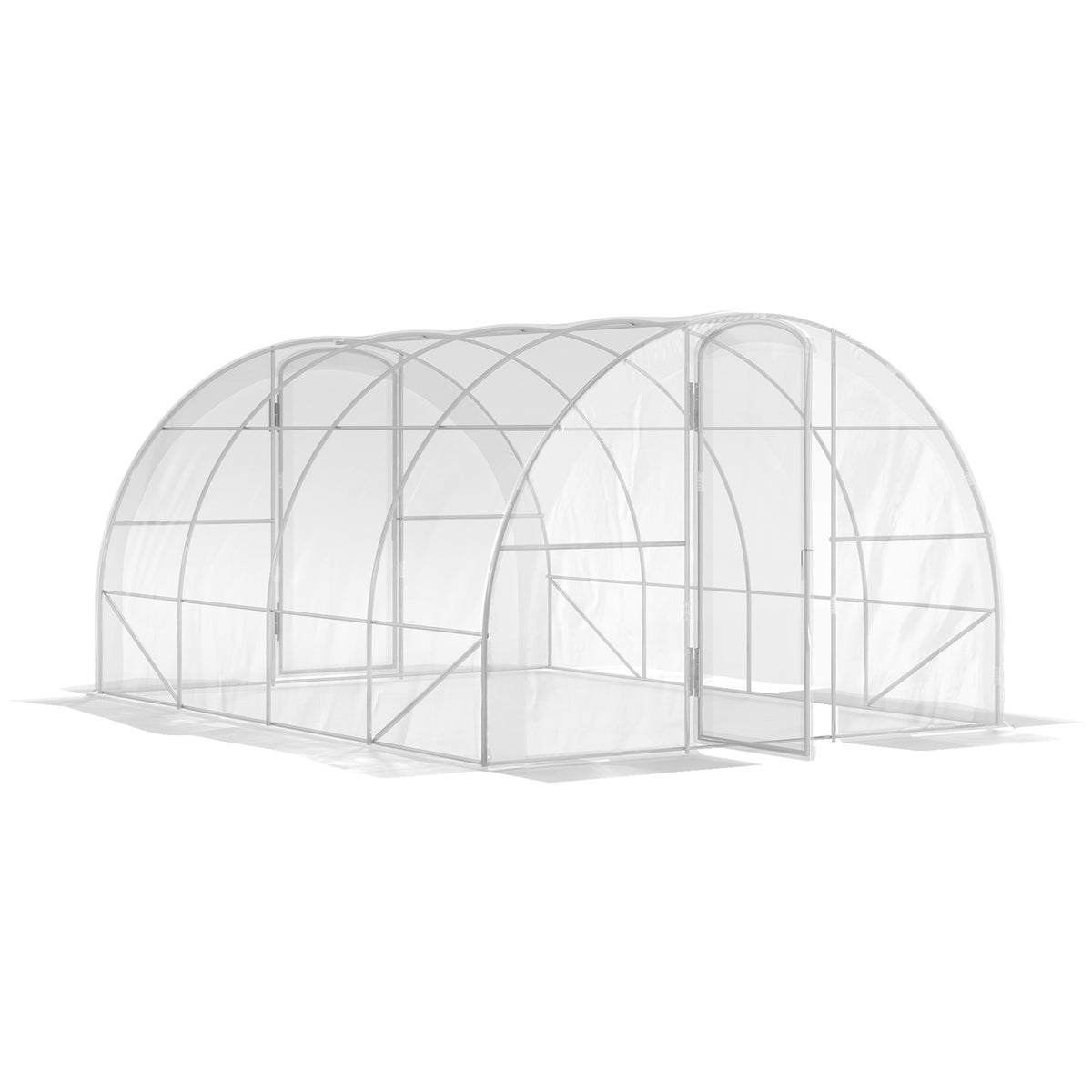 Invernadero De Túnel Outsunny Pe, Acero Galvanizado Transparente 395x295x195 Cm_0