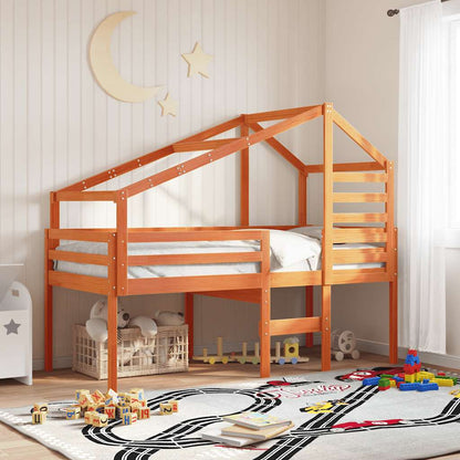 Techo De Cama Infantil Madera Maciza Pino Marrón 198x97x113 Cm_1