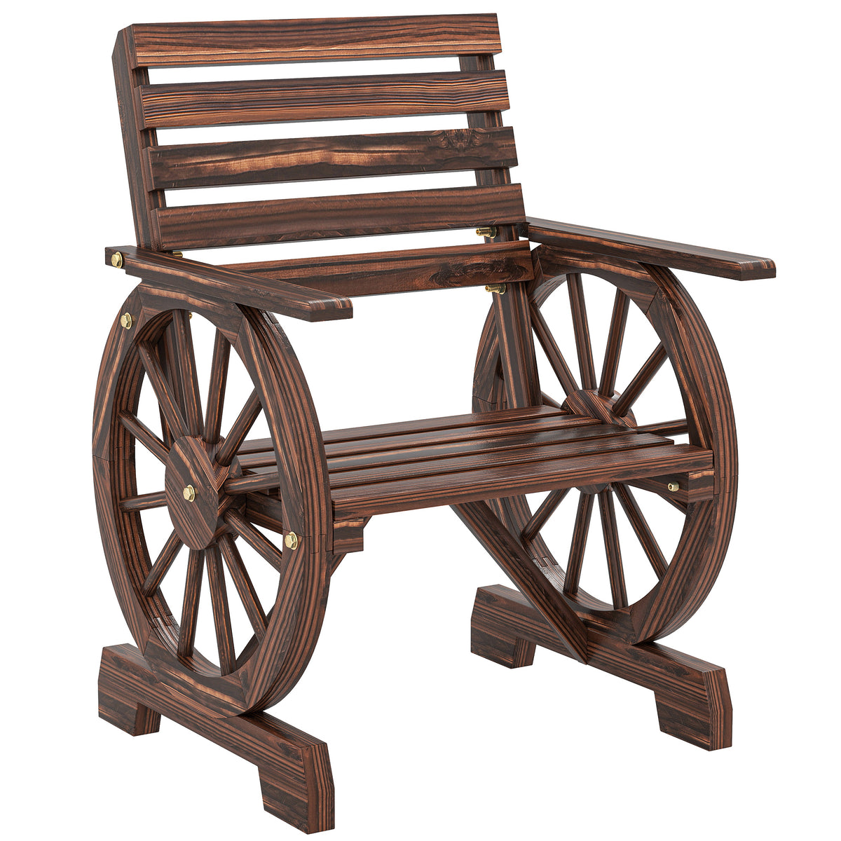 Silla De Jardín Outsunny Madera De Pino, Madera De Abeto Carbonizado 66x55x90 Cm_0