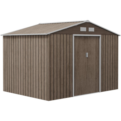 Cobertizo De Jardín Outsunny Acero Galvanizado Madera Natural 277x195x192 Cm_0