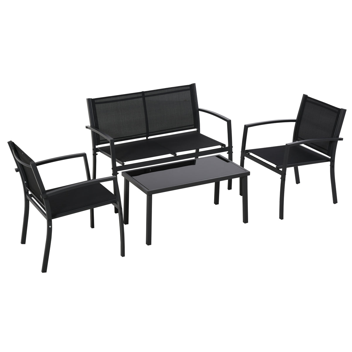 Muebles De Jardín Outsunny Textilene Negro 105x60x77 Cm_0