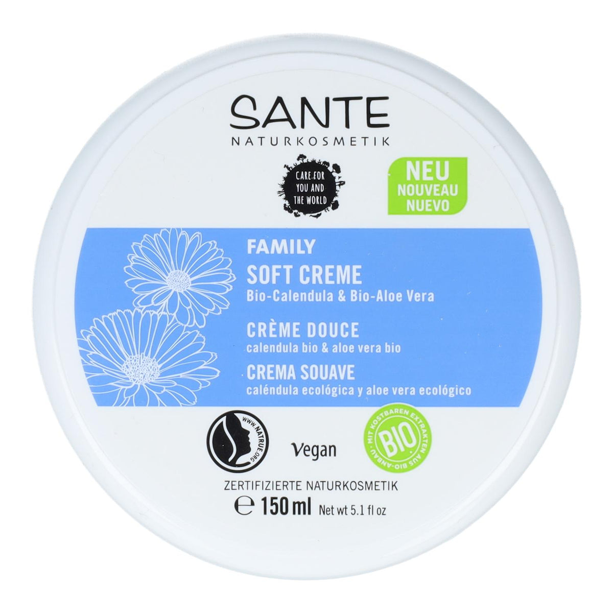 Crema cara y cuerpo family calendula BIO & Aloe Vera, Sante 150 ml