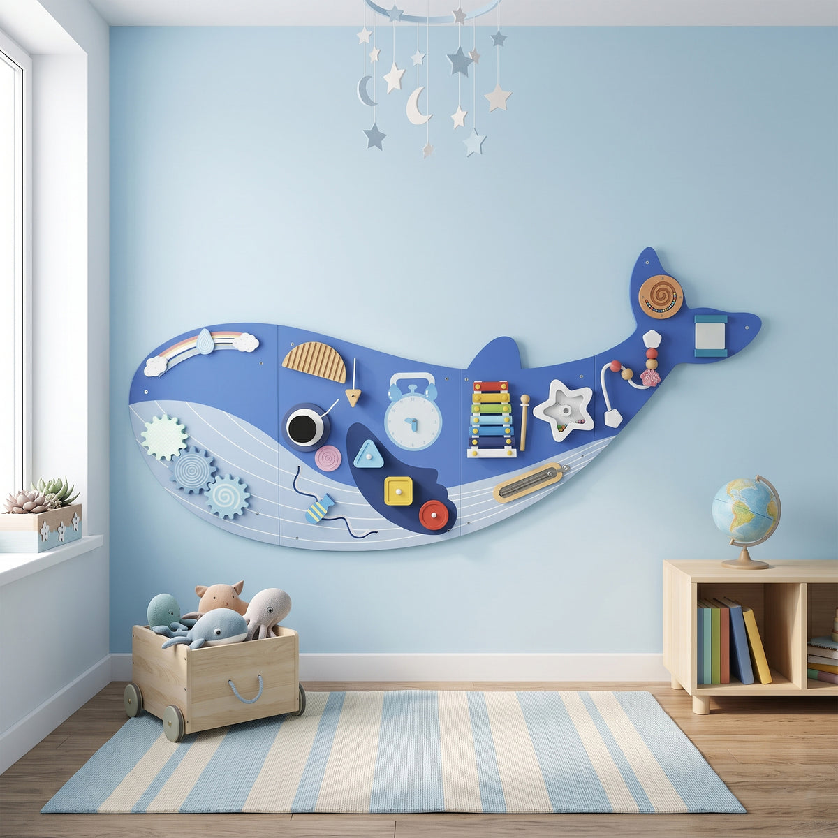 Tablero Sensorial Montessori Aiyaplay Mdf Azul 120x55.5x4 Cm_1