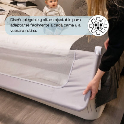 Barandilla De Cama Infantil 150 Cm – Altura Ajustable, Sistema Abatible, Malla Transpirable, Seguridad Anticaídas Bathby_1