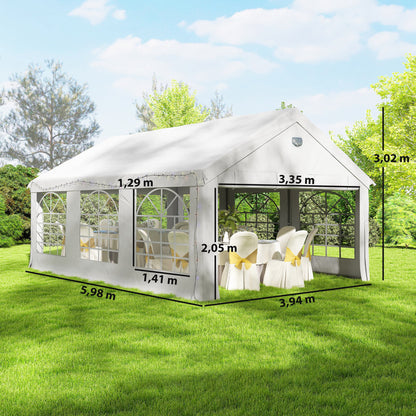Carpa Para Fiesta Outsunny Acero Galvanizado, Tela De Pe Blanco 598x394x302 Cm_2